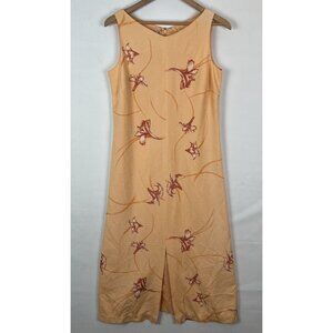 Vintage Tommy Bahama Size 6 Silk Sleeveless Tropical Hawaiian Maxi Dress Orange
